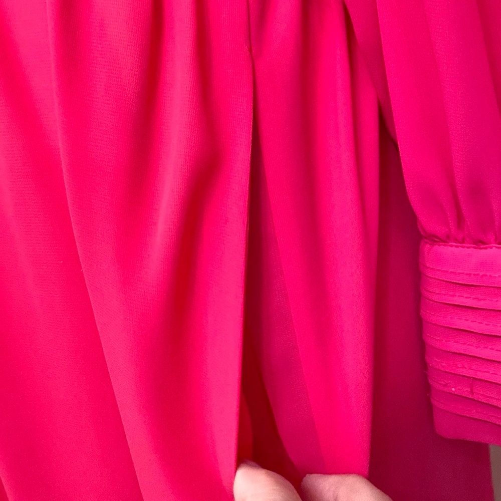 MS Chaus Pink Black Pleated Chiffon Size 10 Old Money Preppy Chic Romantic Dress - Picture 6 of 12